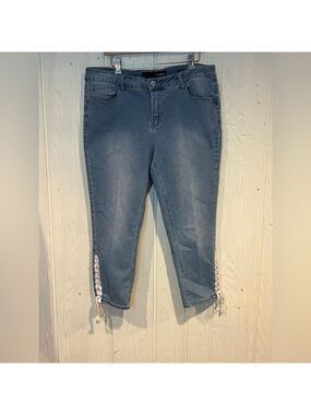 THORN Blue Lace Up Cropped Jeans Women's Size 16